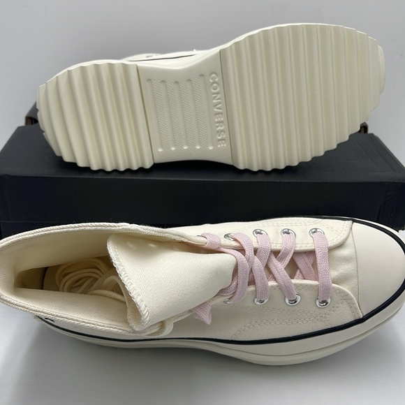 Converse WMNS RUN STAR HIKE HI EGRET/LOTUS PINK/BLACK A12205C Platforms Sneakers - Picture 3 of 16